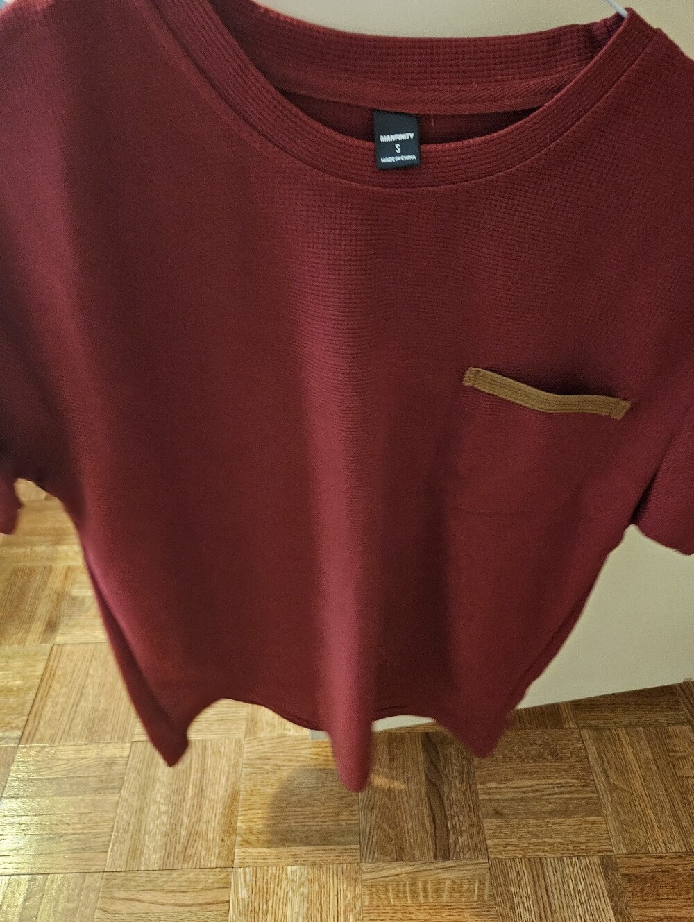 ManFINITY Rust Red Pocket Tee with Gold Trim